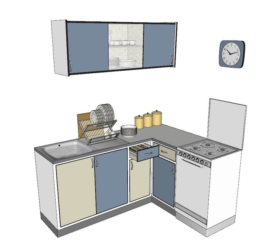 转角橱柜沥水架厨房SU模型 SU模型免费下载_sketchup模型