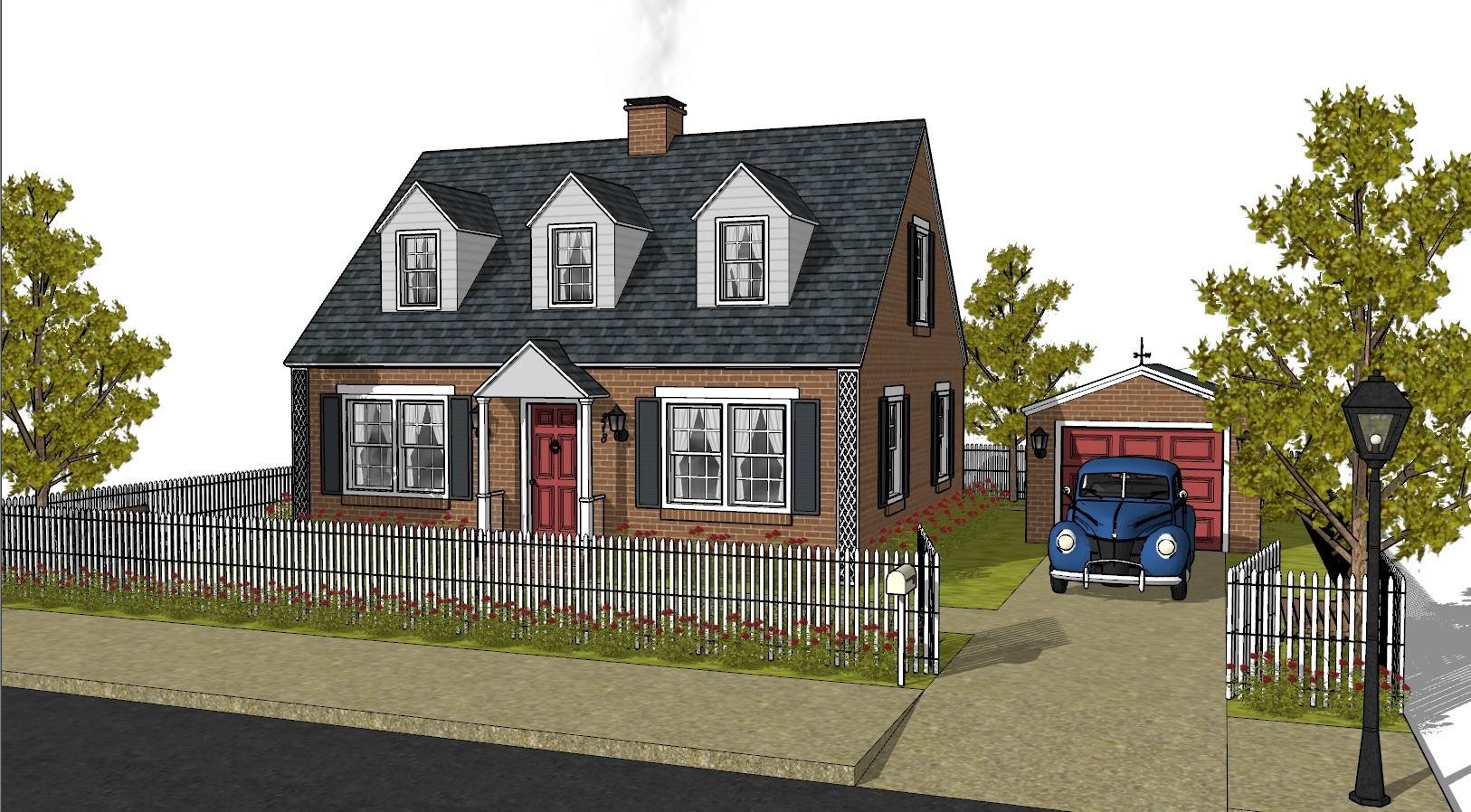 美国郊区住宅建筑SU模型 SU模型免费下载_sketchup模型