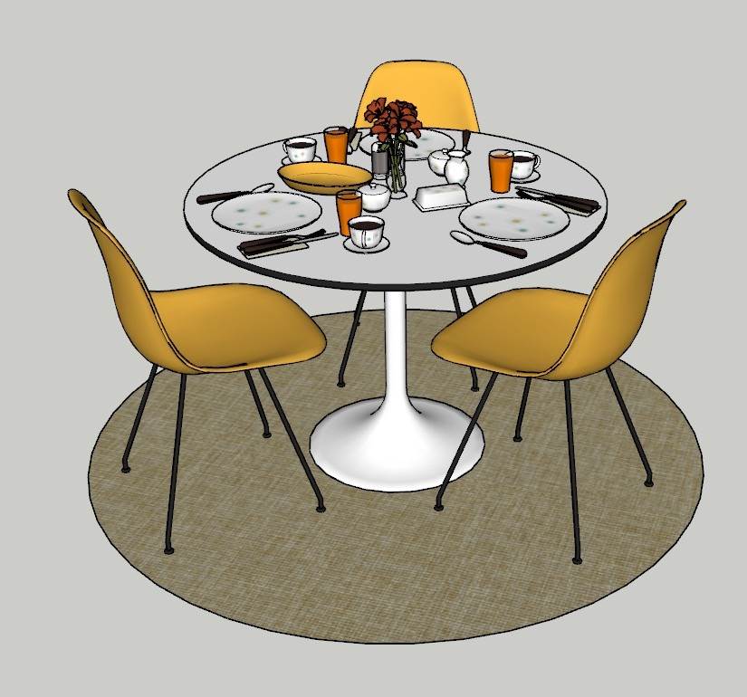 郁金香餐桌桌子SU模型 SU模型免费下载_sketchup模型