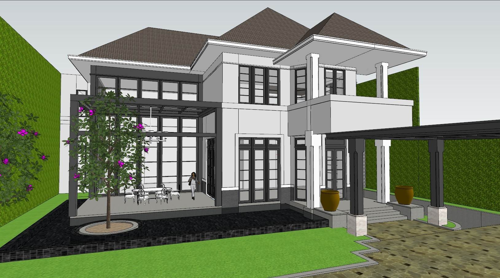 东南亚风格别墅建筑SU模型 SU模型免费下载_sketchup模型