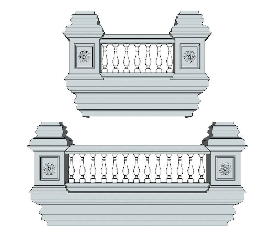 宝瓶柱古典栏杆建筑SU模型 SU模型免费下载_sketchup模型
