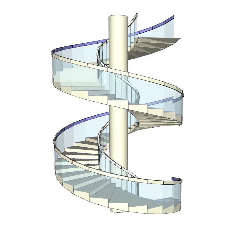 中柱式旋转楼梯螺旋梯楼梯SU模型 SU模型免费下载_sketchup模型