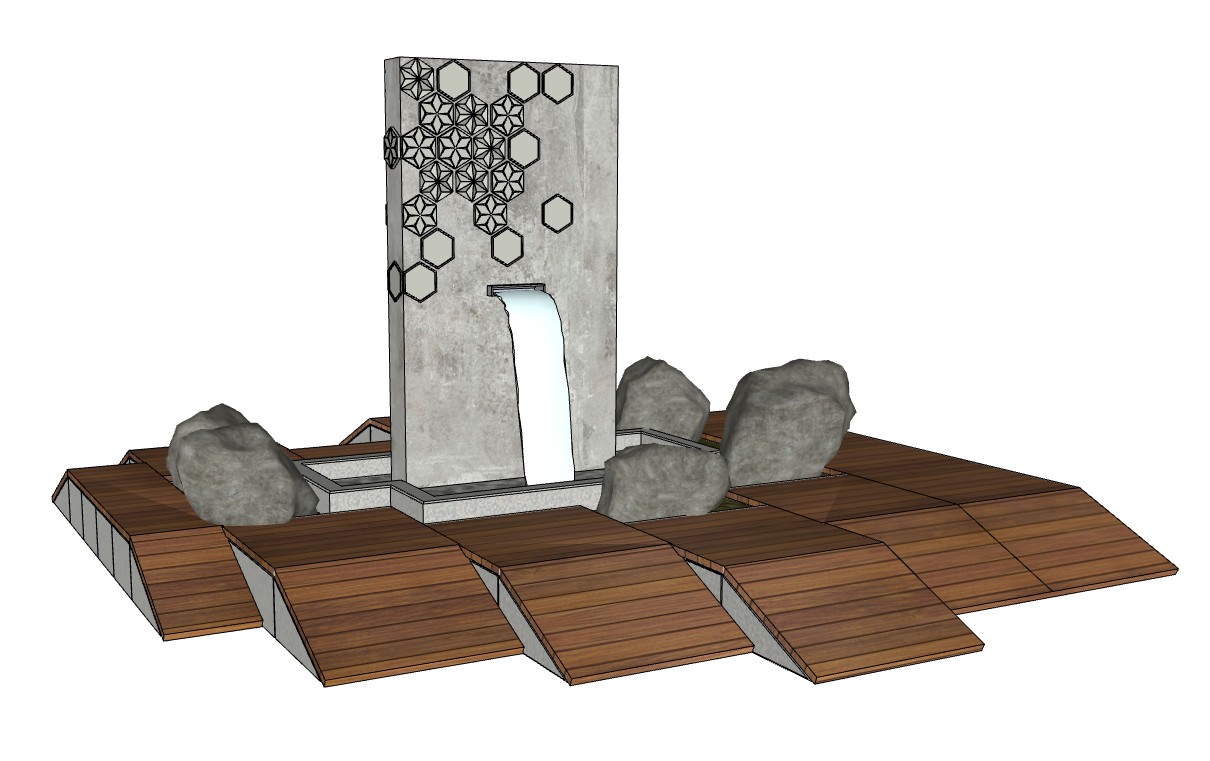 现代景观水景自然石流水景观SU模型 SU模型免费下载_sketchup模型