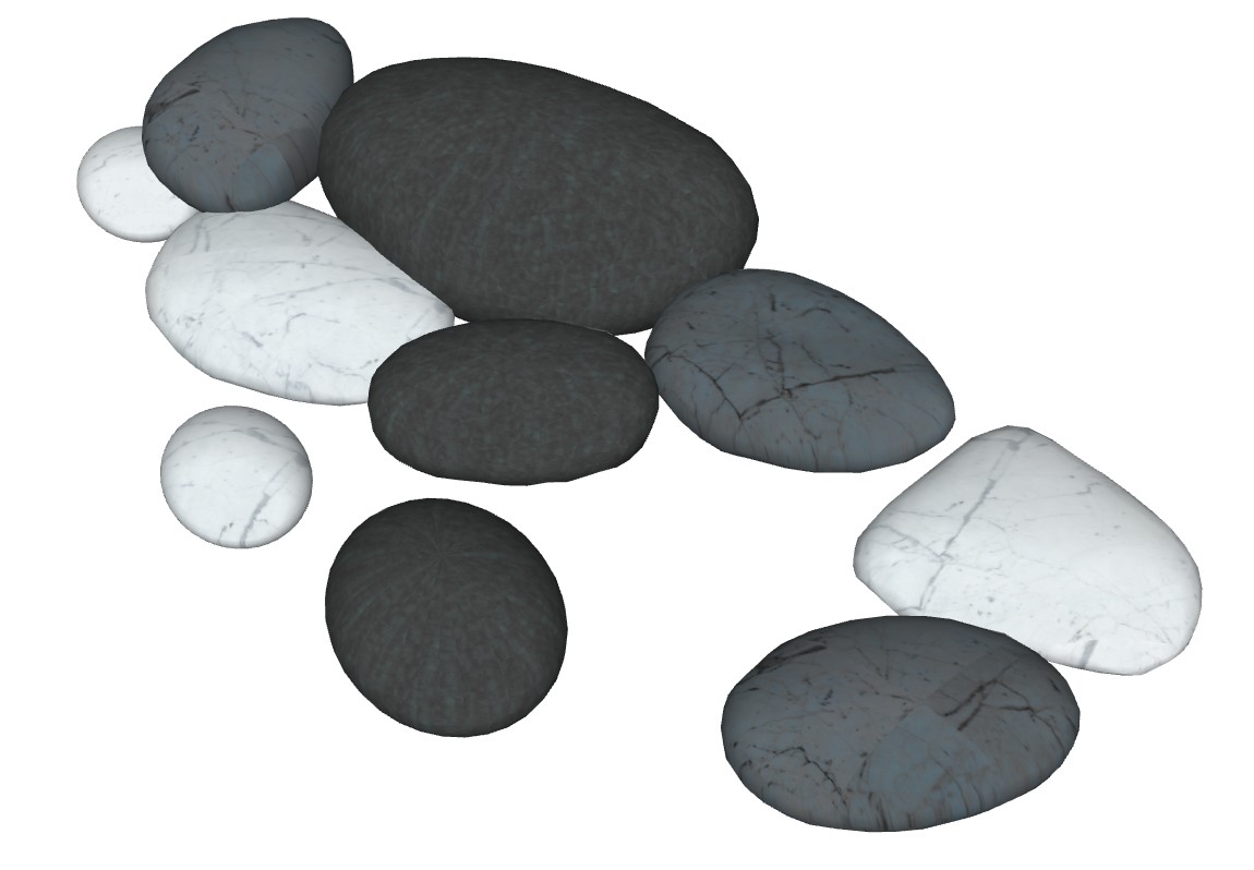 造景石鹅卵石子景观SU模型 SU模型免费下载_sketchup模型
