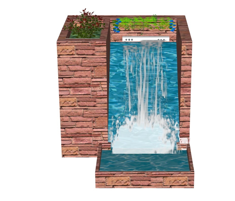 庭院流水景观水幕墙景观SU模型 SU模型免费下载_sketchup模型