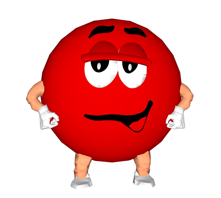 红色M豆品牌IP形象 SU模型免费下载_sketchup模型