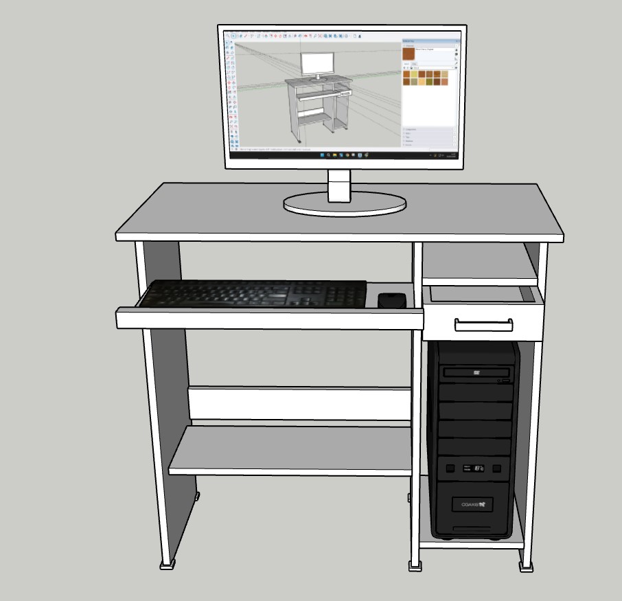 办公家具电脑桌SU模型 SU模型免费下载_sketchup模型