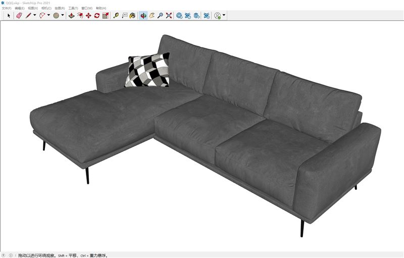 L型布艺转角沙发沙发SU模型 SU模型免费下载_sketchup模型