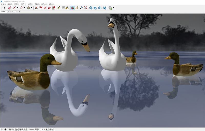 天鹅野鸭动物动物SU模型 SU模型免费下载_sketchup模型