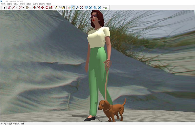 遛狗人物人物SU模型 SU模型免费下载_sketchup模型