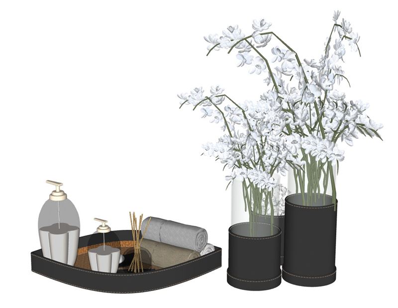 卫浴香薰花艺花瓶摆件装饰SU模型 SU模型免费下载_sketchup模型