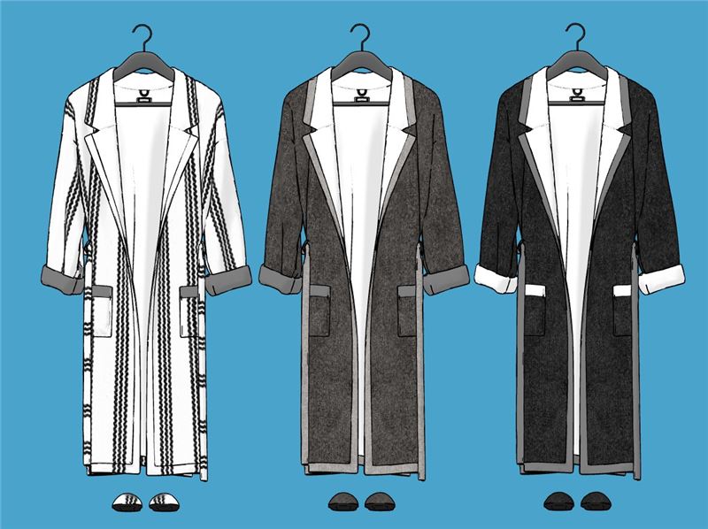 家居浴袍拖鞋套装服饰SU模型 SU模型免费下载_sketchup模型