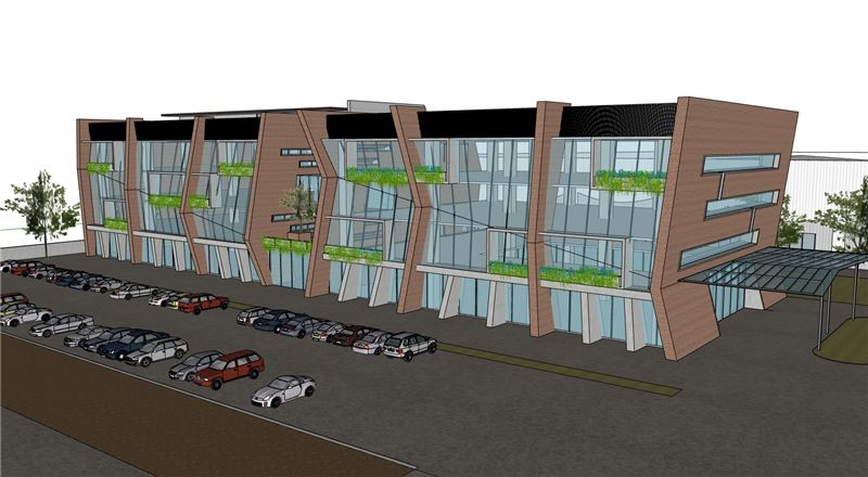 玻璃幕墙办公楼建筑SU模型 SU模型免费下载_sketchup模型