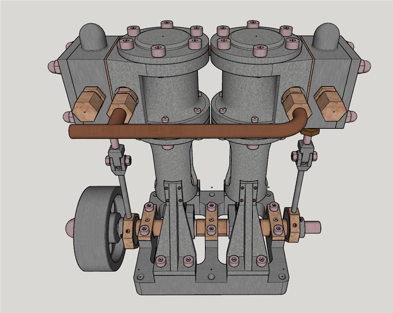 双缸立式蒸汽机机械SU模型 SU模型免费下载_sketchup模型