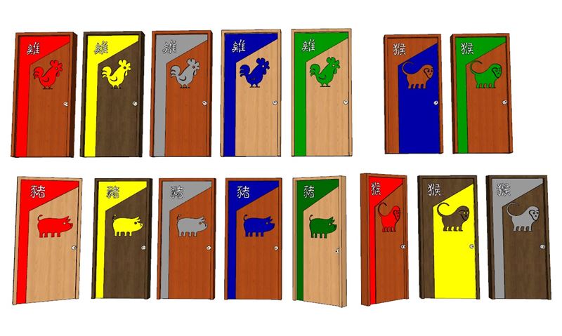 卡通生肖门创意室内门门窗SU模型 SU模型免费下载_sketchup模型