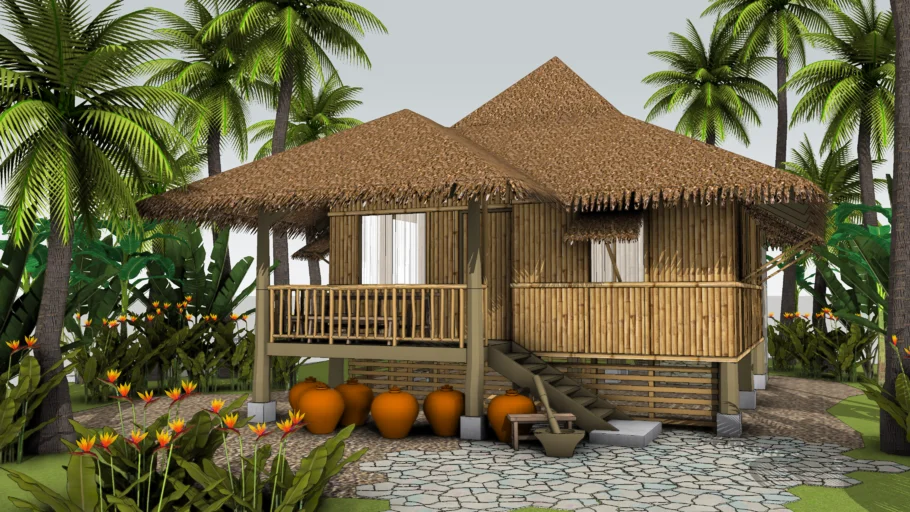 东南亚民居场景SU模型 SU模型免费下载_sketchup模型