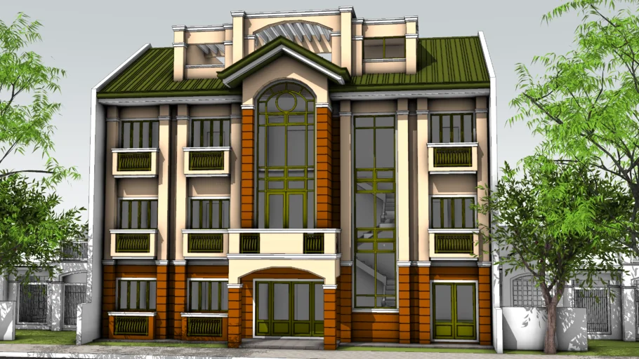 东南亚公寓别墅建筑SU模型 SU模型免费下载_sketchup模型