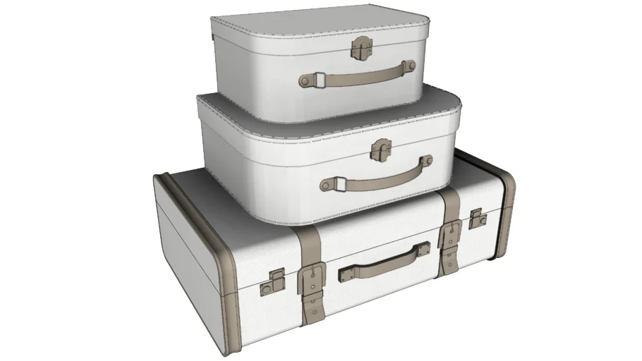 复古行李箱皮箱装饰装饰SU模型 SU模型免费下载_sketchup模型