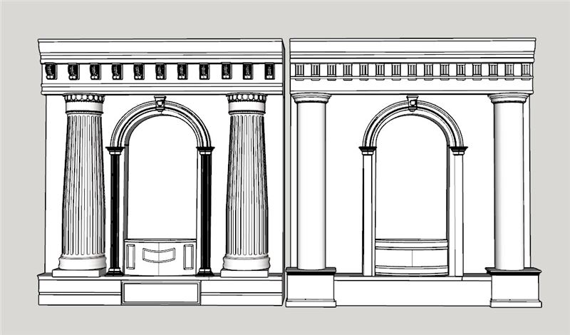 新古典主义风格的希腊建筑立面建筑SU模型 SU模型免费下载_sketchup模型
