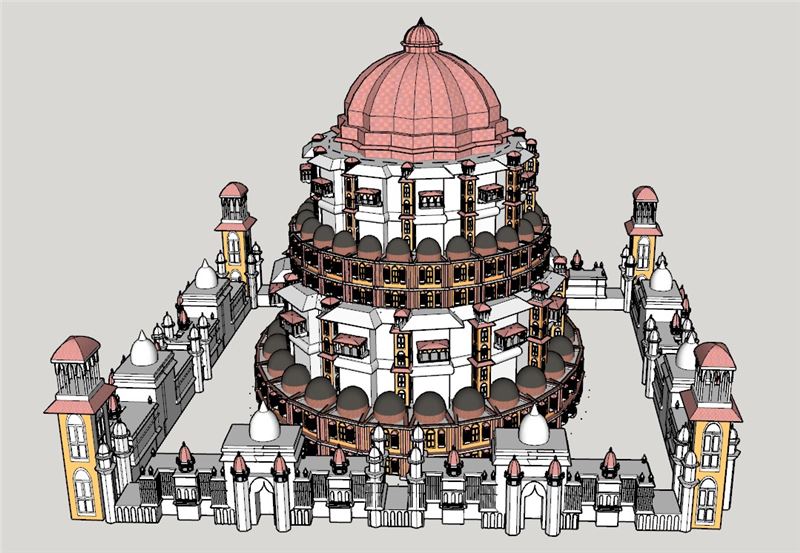 印度宗教风格建筑群建筑SU模型 SU模型免费下载_sketchup模型