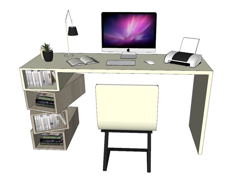 北欧办公风书桌办公SU模型 SU模型免费下载_sketchup模型