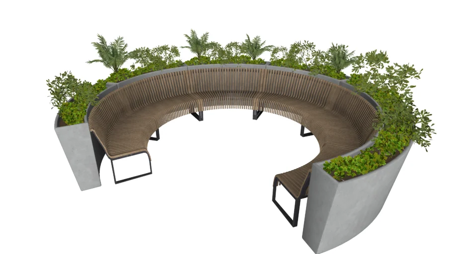 弧形景观座椅与花池SU模型 SU模型免费下载_sketchup模型