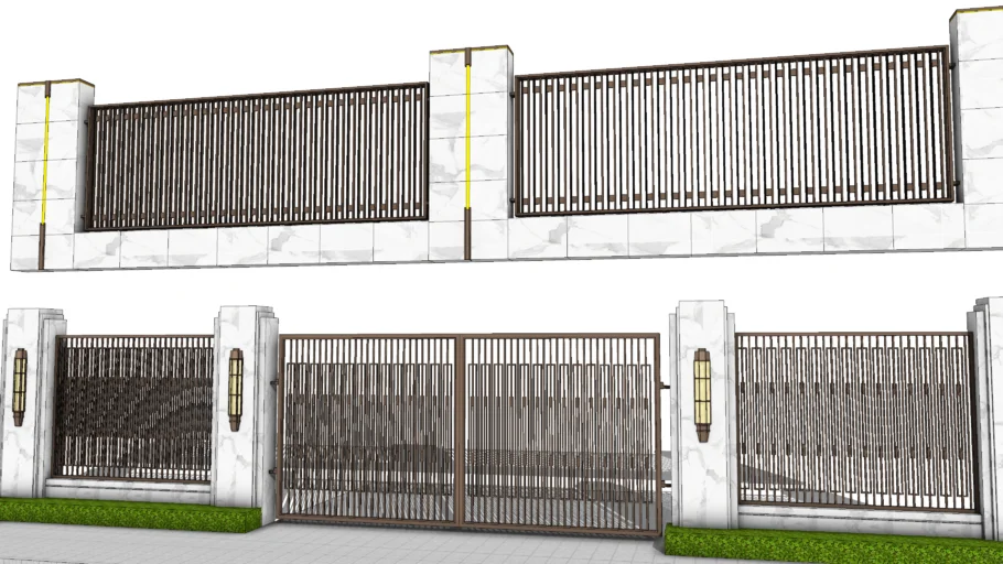新中式庭院围墙大门SU模型 SU模型免费下载_sketchup模型