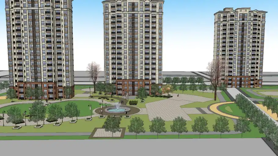 宜居小区景观空间SU模型搭建 SU模型免费下载_sketchup模型