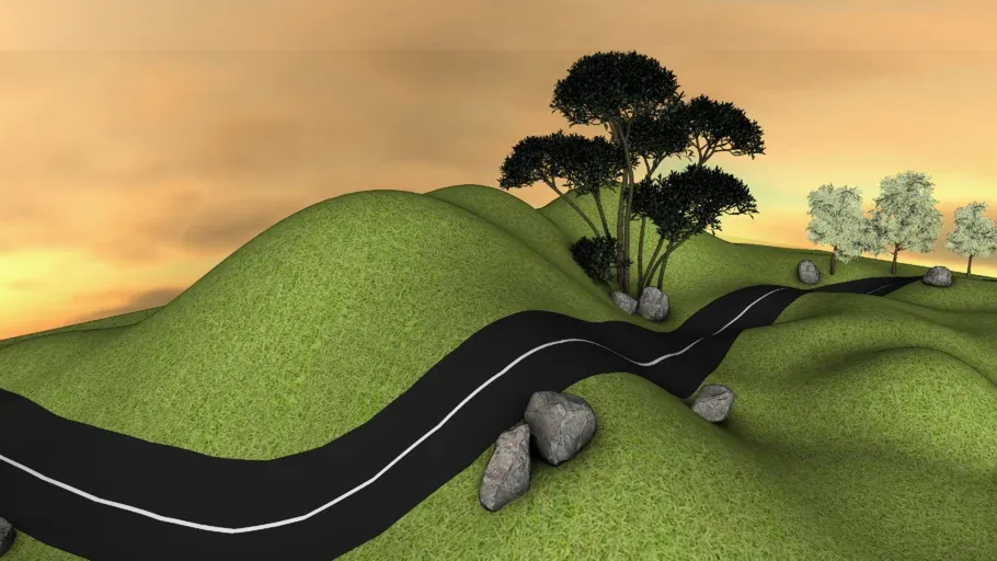 山地景观道路SU模型 SU模型免费下载_sketchup模型