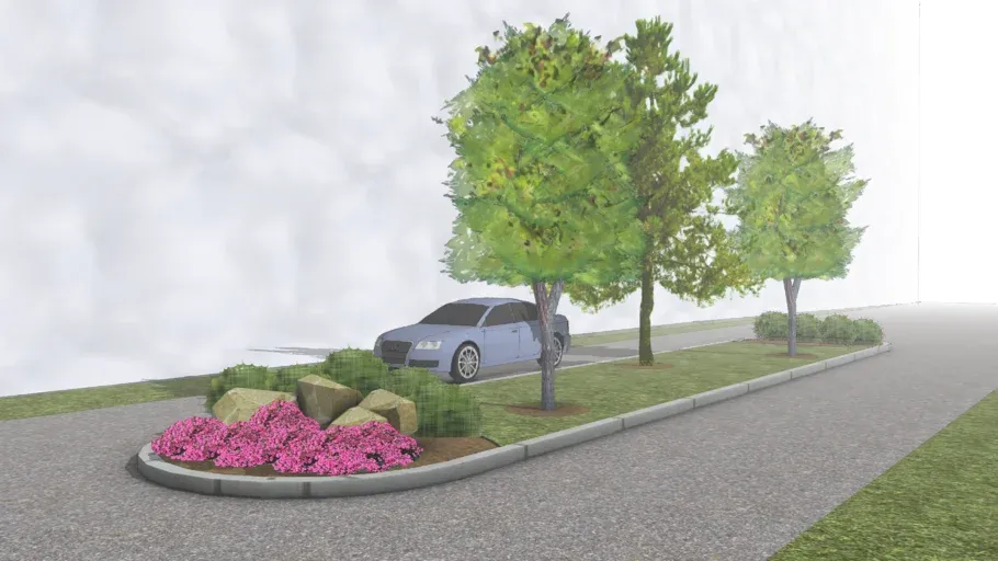 道路转角景观SU模型 SU模型免费下载_sketchup模型