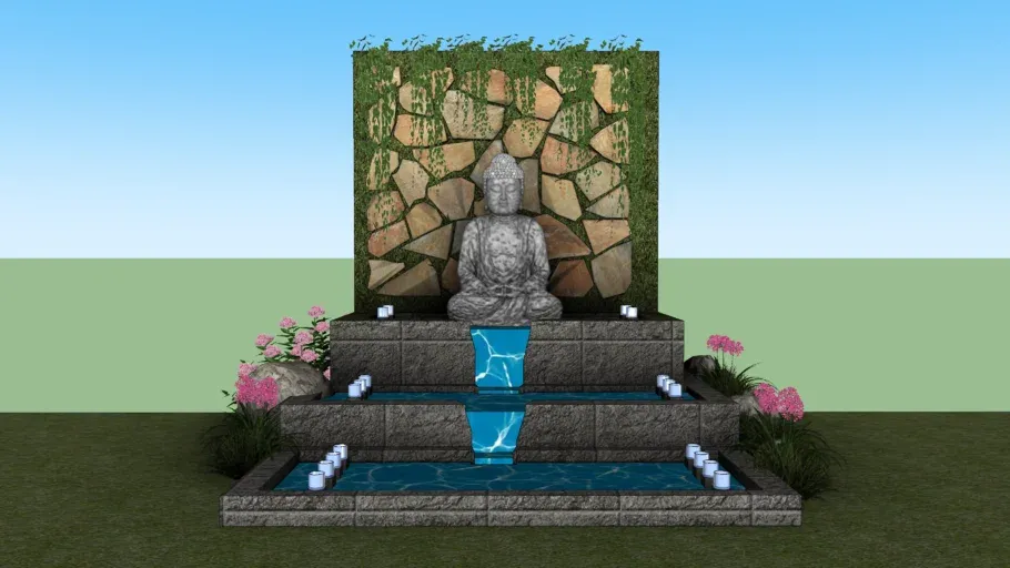 禅意景观水景SU模型 SU模型免费下载_sketchup模型