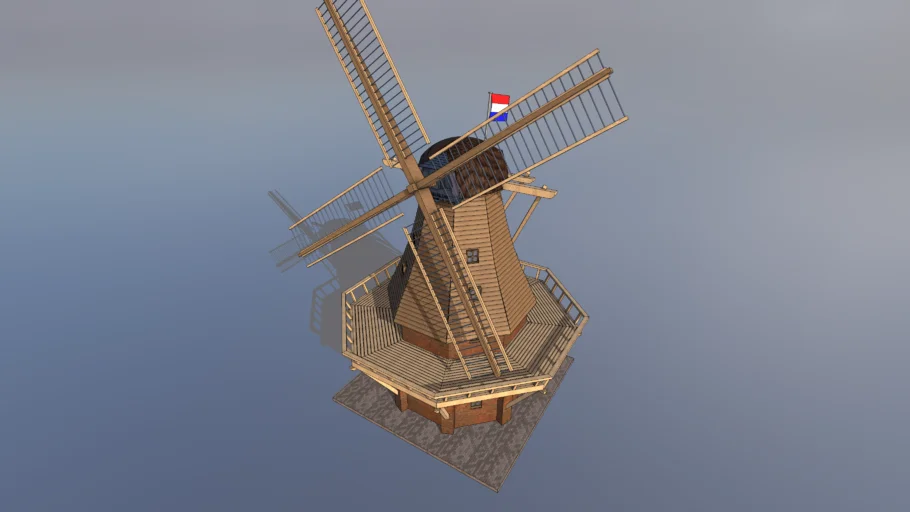 荷兰传统风车SU模型 SU模型免费下载_sketchup模型