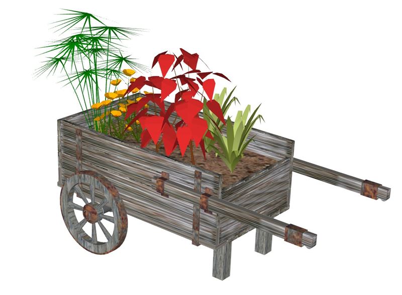 木质手推车花车SU模型 SU模型免费下载_sketchup模型