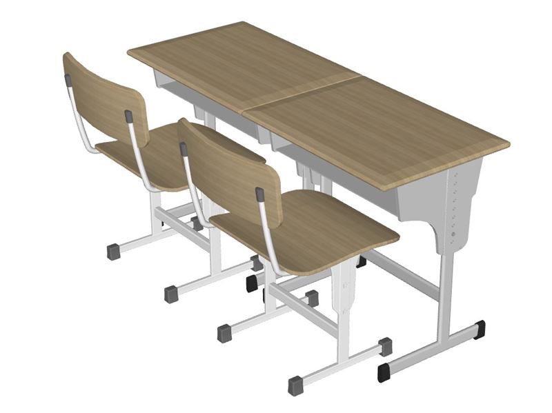 双人连体课桌椅SU模型 SU模型免费下载_sketchup模型