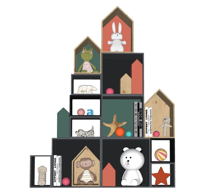 儿童玩具书架收纳架SU模型 SU模型免费下载_sketchup模型