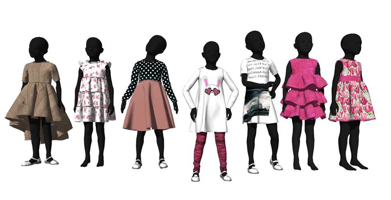 儿童假人模特服饰组合SU模型 SU模型免费下载_sketchup模型