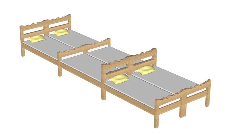 幼儿园实木连体午托床SU模型 SU模型免费下载_sketchup模型