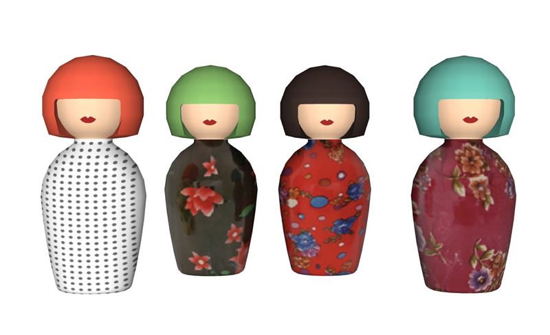 日式陶瓷人偶摆件SU模型 SU模型免费下载_sketchup模型