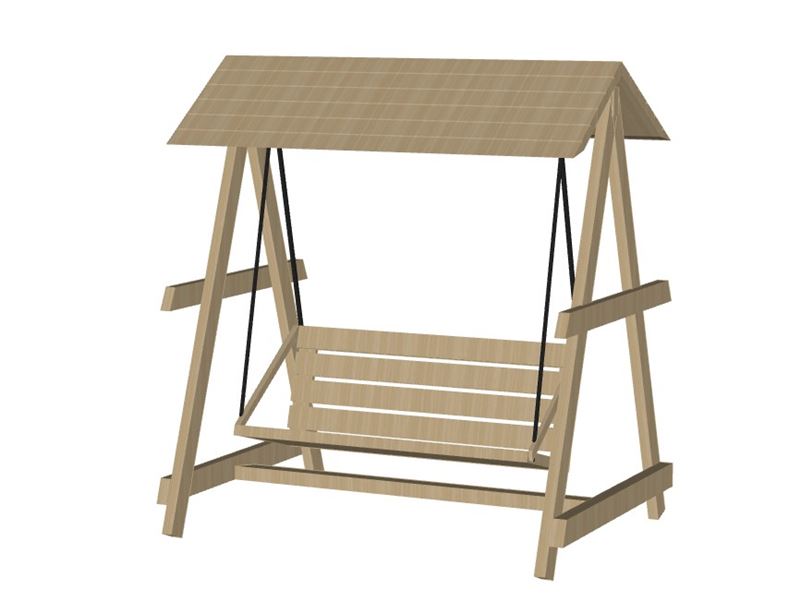 户外木质带顶秋千椅SU模型 SU模型免费下载_sketchup模型