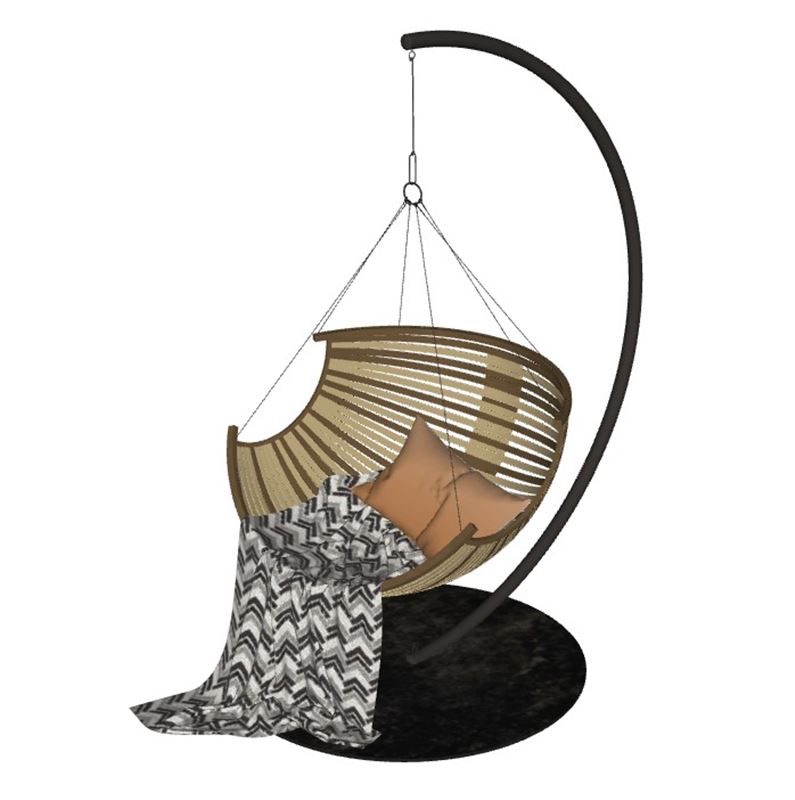 藤编悬挂休闲吊椅SU模型 SU模型免费下载_sketchup模型