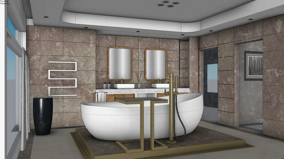 轻奢大理石卫浴空间SU模型 SU模型免费下载_sketchup模型