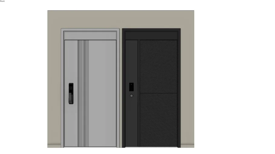 现代智能防盗门双款SU模型 SU模型免费下载_sketchup模型