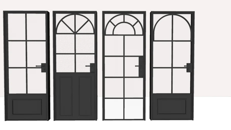 法式复古玻璃门四件套SU模型 SU模型免费下载_sketchup模型