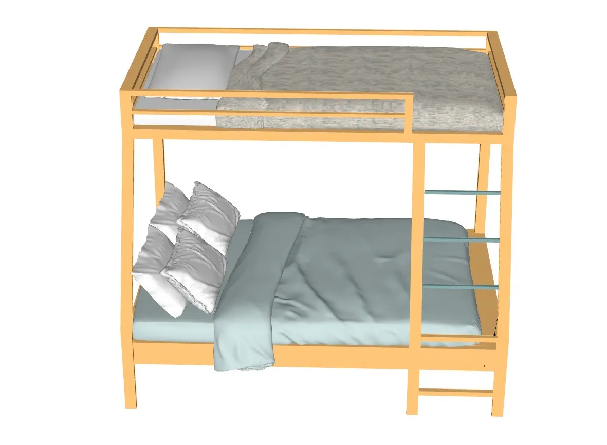 现代实木高低床SU模型 SU模型免费下载_sketchup模型