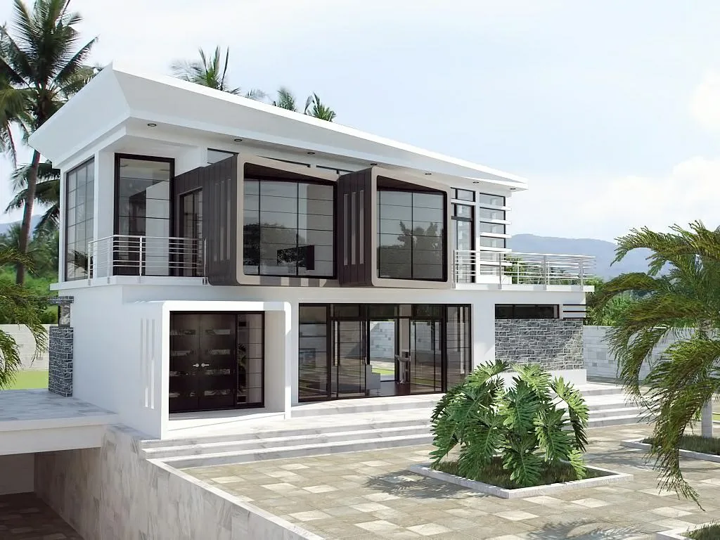 现代两层别墅SU模型 SU模型免费下载_sketchup模型