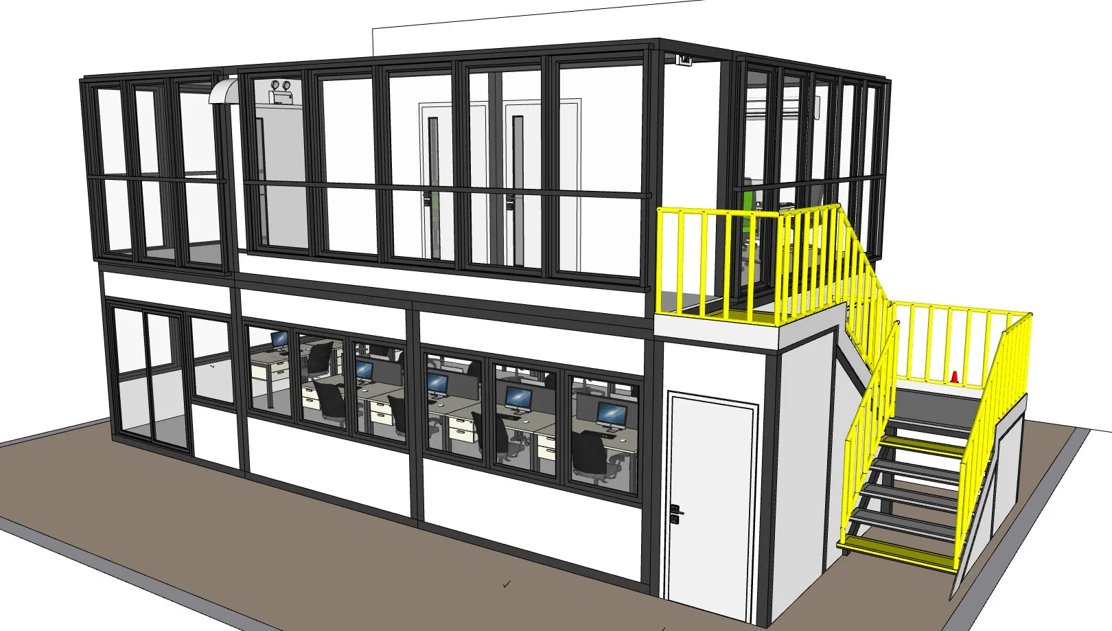 模块化集装箱办公空间SU模型 SU模型免费下载_sketchup模型