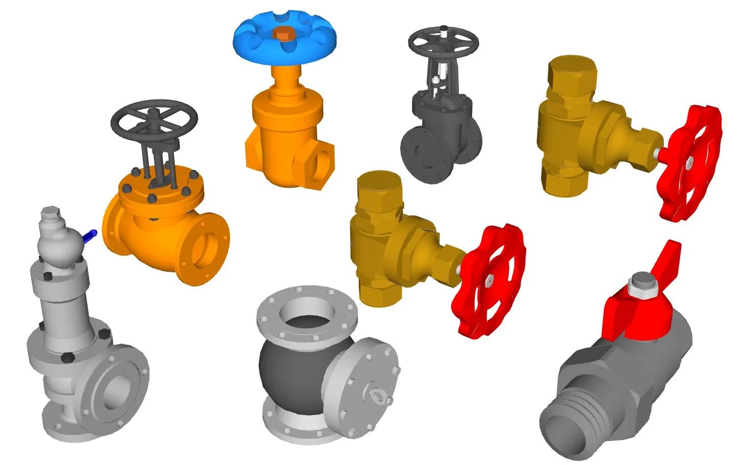 工业阀门集合SU模型 SU模型免费下载_sketchup模型
