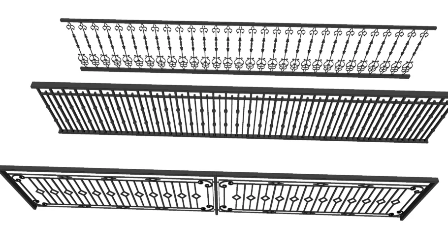 铁艺栏杆组合SU模型 SU模型免费下载_sketchup模型