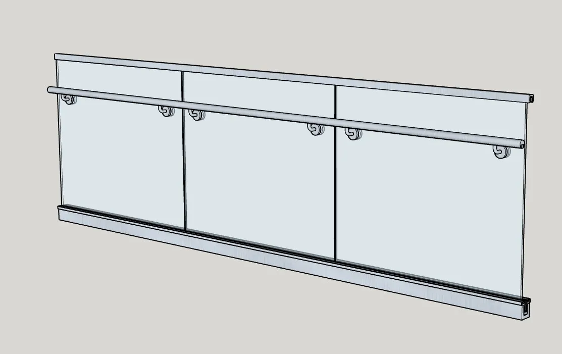 现代无框玻璃栏杆SU模型 SU模型免费下载_sketchup模型