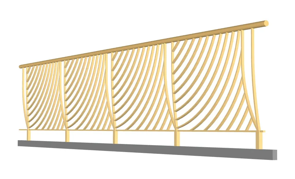 流线型艺术金属栏杆SU模型 SU模型免费下载_sketchup模型